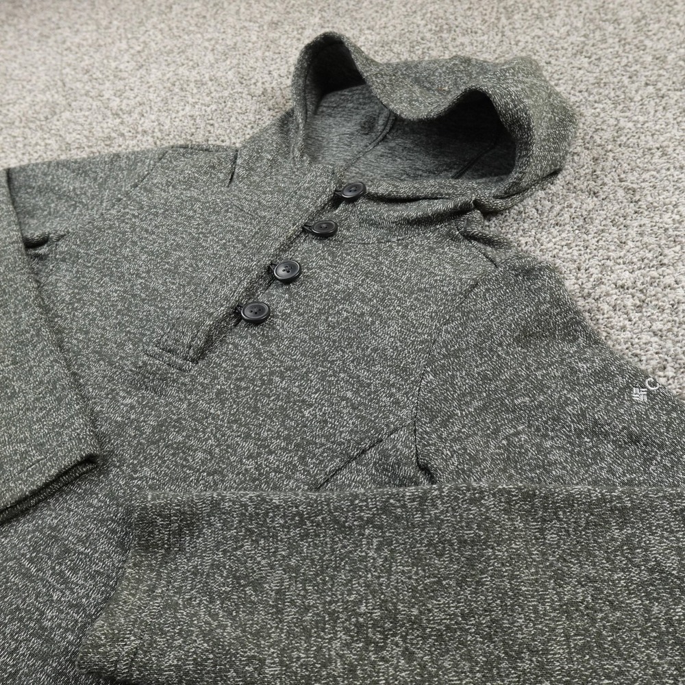 Columbia Hoodie Womens‎ Medium Gray Heather Button Henley Knit Pullover Sweater